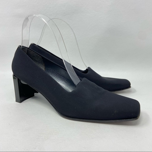 Stuart Weitzman Pumps Black Fabric, Block Heel, Women’s Sz 8B - Picture 2 of 12